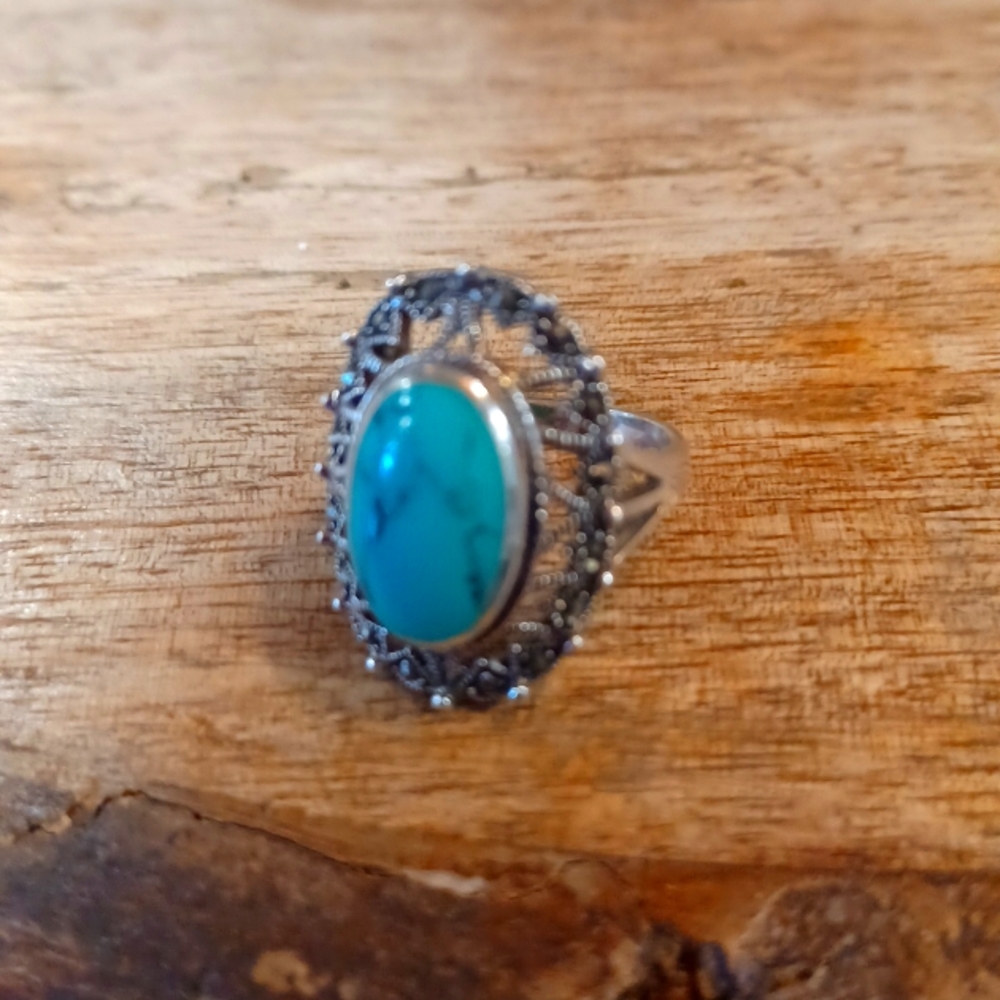 Silver and turquoise ring